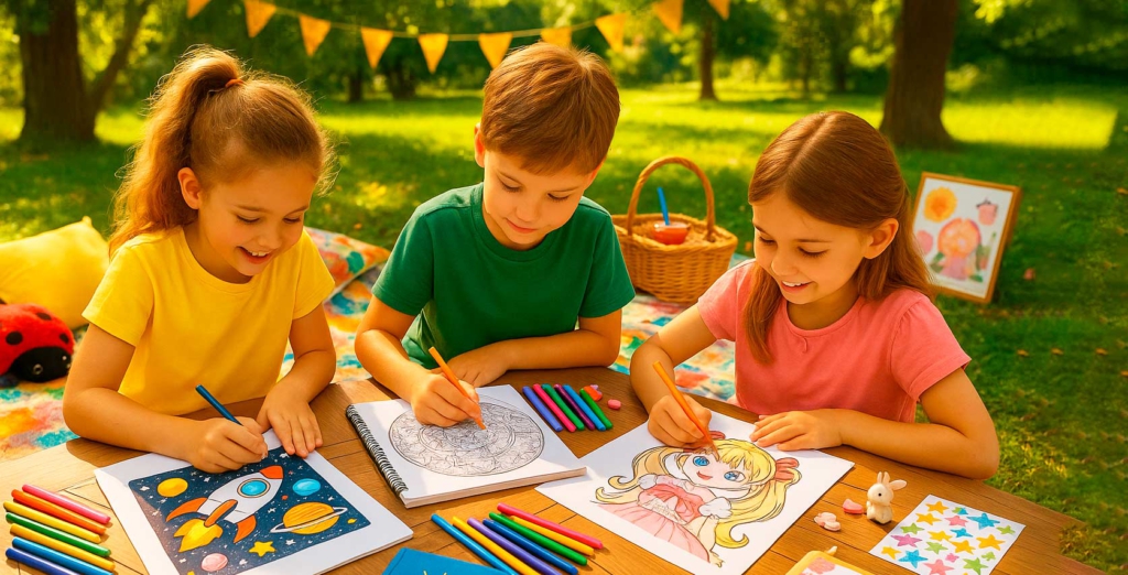 coloring pages, Screen-free creative activity with coloring books, coloring activities