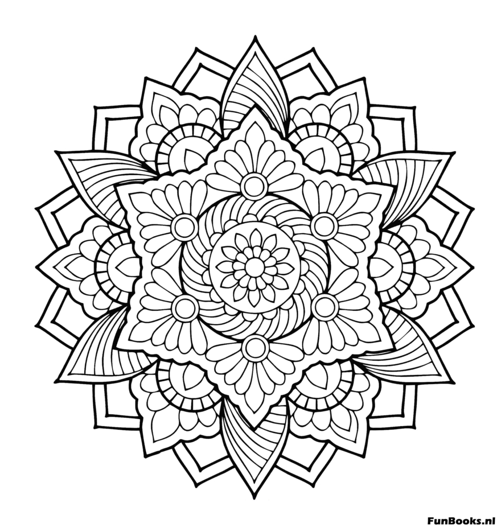 Lotus flower inspired mandala with clear lines for beginners coloring page