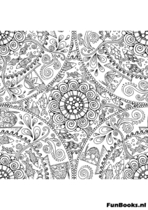 Kompliziertes quadratisches Mandala-Fliesendesign mit detaillierter Geometrie Ausmalbild