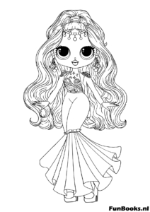 Wunderschöne LOL Puppe in einem langen Abendkleid im Meerjungfrauen-Stil Ausmalbild