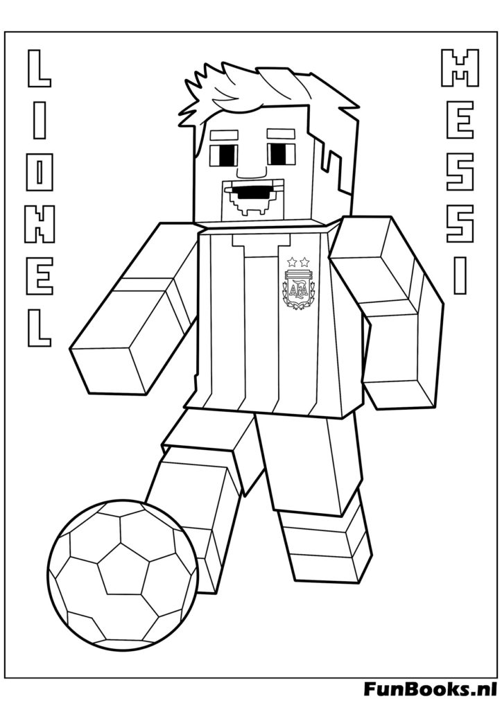 Minecraft skin character resembling Lionel Messi soccer player printable for kids