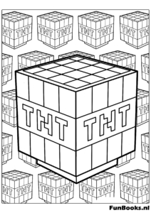 Stapel explosiver TNT-Blöcke aus dem Minecraft Spiel Malvorlage zum Drucken