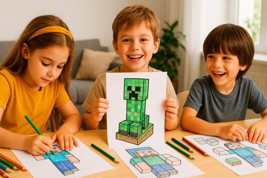 Creatieve Minecraft kleurplaten voor kinderen — leuk en gratis printbaar om samen te kleuren.