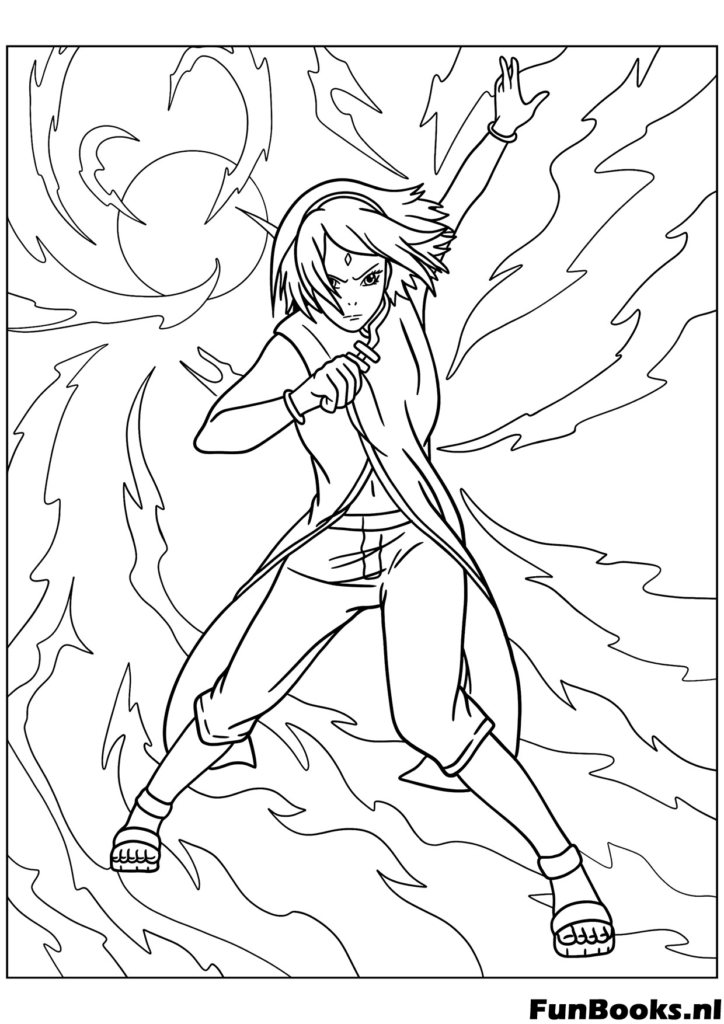 Naruto charging his Rasengan energy ball attack dynamic action coloring page