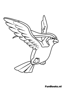Small Pidgey bird Pokemon flying in the sky coloring page