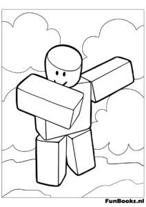 Classic blocky Roblox character performing a dance move or pose coloring page