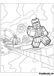 Een avatar springt tussen obstakels in een moeilijk Obby level kleurplaat