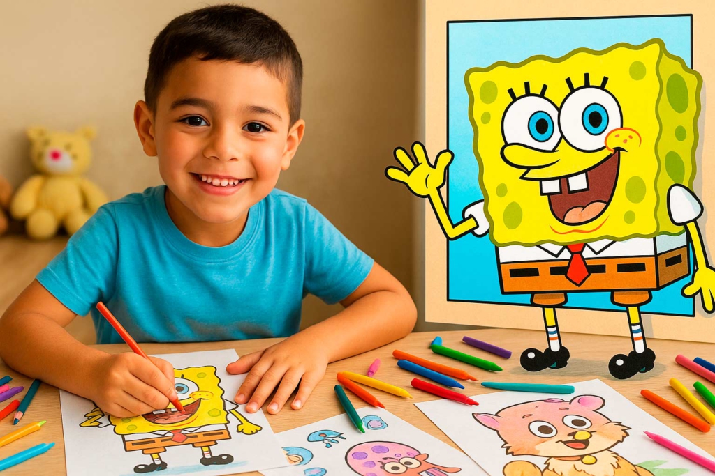 Coloriage gratuit de M. Krabs pour un moment créatif,Coloriage drôle de Bob l’Éponge et ses amis à imprimer