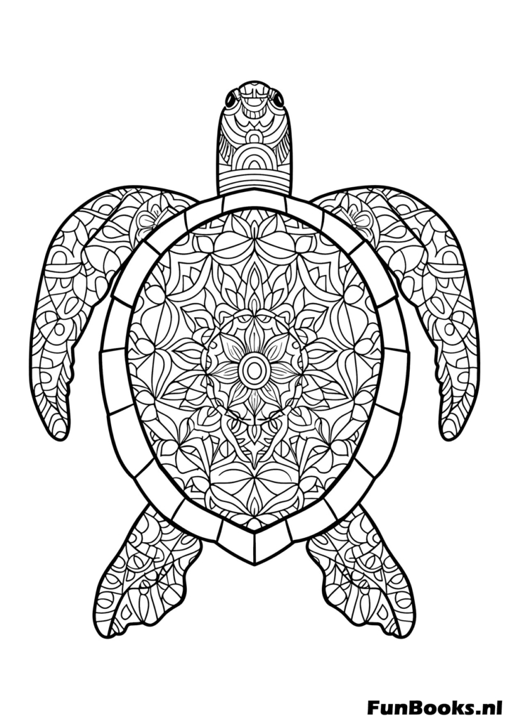 Gedetailleerd schildpadschild zentangle kleurplaat