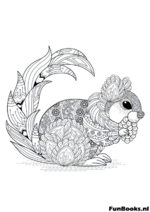 Sleeping squirrel relaxing animal coloring page