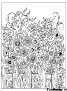 Wunderschönes Sonnenblumenfeld Naturlandschaft zur Entspannung und Achtsamkeit Ausmalbild