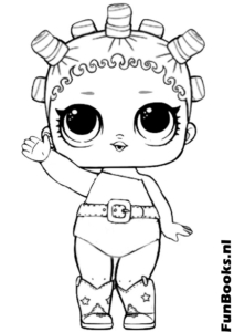 Funky LOL doll with multiple space buns hairstyle coloring page
