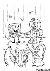 SpongeBob und Sandy schütteln Hände Ausmalbild