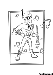Squidward as Captain Magma Superhero Coloring Page