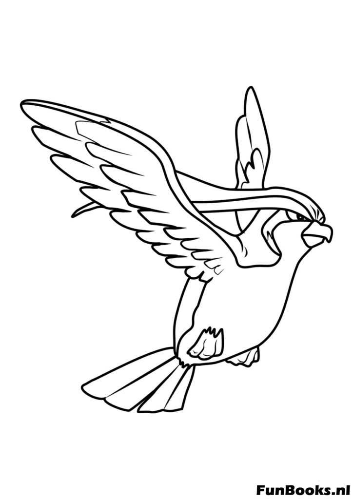 Kleines Taubsi Vogel Pokemon fliegt am Himmel Ausmalbild