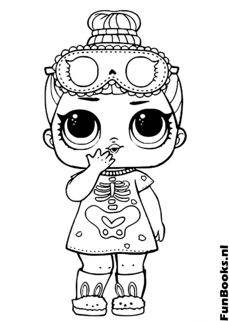 Coole LOL pop met een top knot en zonnebril op hoofd kleurplaat