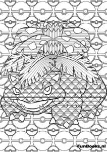 Detailed Venusaur with floral mandala patterns art therapy coloring page