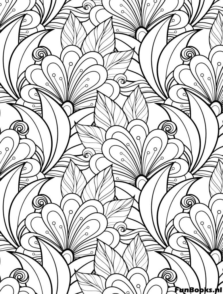Vertical pattern of lilies and tall flowers elegant design coloring page
