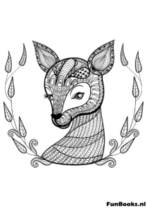 Young deer fawn art therapy style coloring page