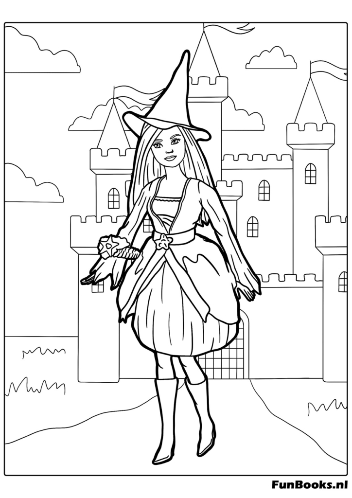Graveyard with friendly ghosts — kid-safe Halloween coloring page, printable