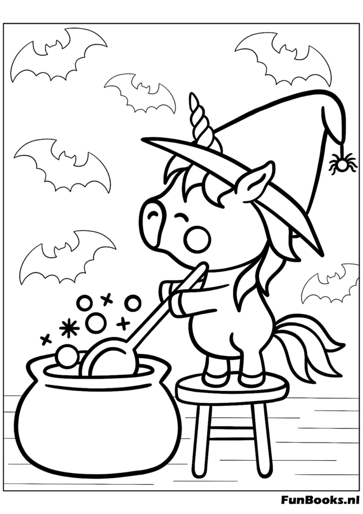 Caldero y estrellas — dibujo de Halloween, actividad gratuita imprimible