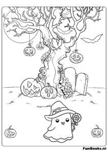 Mansión embrujada con sendero — dibujo avanzado de Halloween, gratis para imprimir