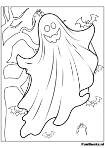 Espantapájaros y calabazas — dibujo de Halloween imprimible