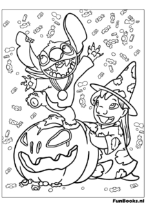 Dibujo de bruja en escoba — dibujos de Halloween para colorear gratis para niños