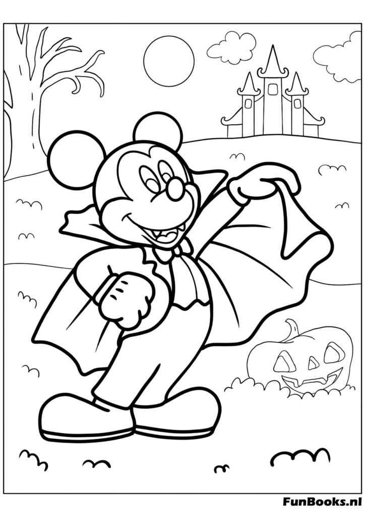 Trick-or-treat kleurplaat — kinderen in kostuums met snoepemmers, gratis print