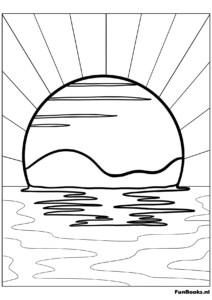 Paisaje de ciencia ficción con gran planeta en el horizonte dibujo para colorear