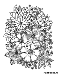 Arrangement vertical de fleurs sauvages mixtes et feuillage coloriage détaillé