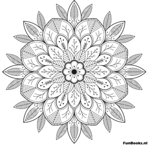Capas Mandala Flor Floreciente Dibujo para colorear Mandala de flor floreciente con múltiples capas de pétalos dibujo para colorear