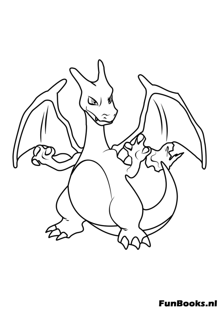 Charizard volando y escupiendo fuego Pokemon dragón dibujo para colorear