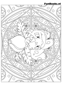 Charmander dentro de un marco circular de mandala para adultos dibujo para colorear