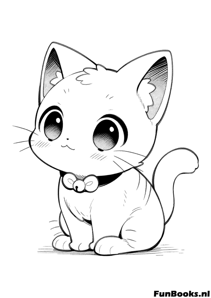 Petit chat chic portant un nœud papillon et ayant l'air élégant anime coloriage