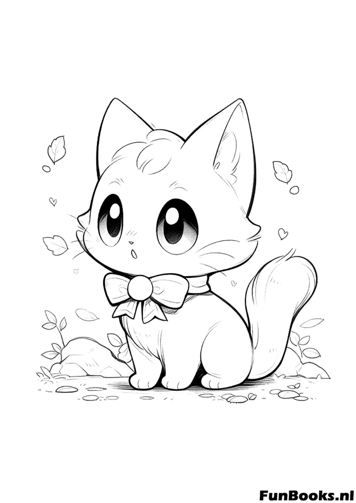 Adorable chaton portant un grand nœud ruban ayant l'air chic coloriage