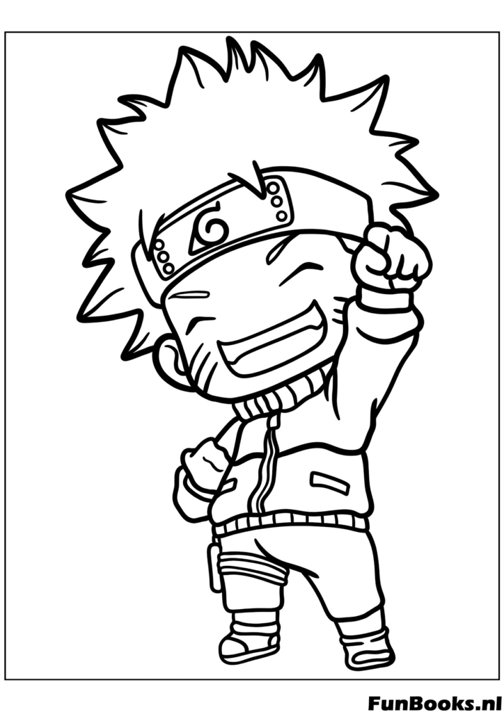 Joyeux Chibi Naruto riant les yeux fermés adorable anime coloriage