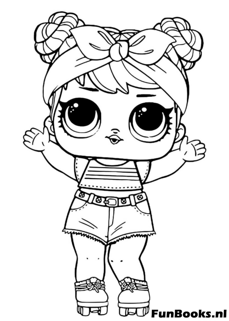 Poupée LOL à la mode avec coiffure deux chignons spatiaux et short coloriage