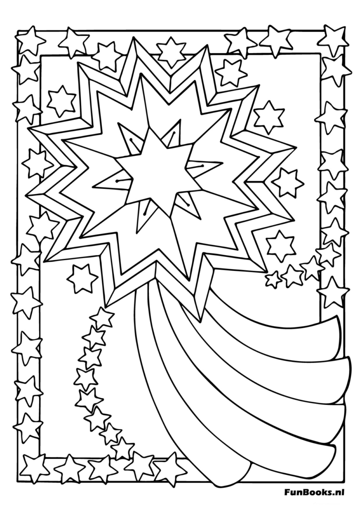 Étoile filante avec motifs décoratifs mandala coloriage