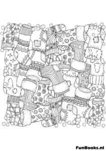 Divertido patrón de garabatos abstractos con varias formas y objetos dibujo para colorear