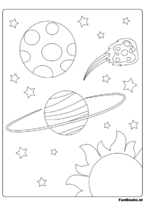 Lindos dibujos de planetas estrellas y saturno dibujo para colorear