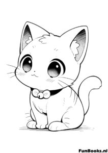 Elegante gatito vistiendo una pajarita y luciendo apuesto anime dibujo para colorear