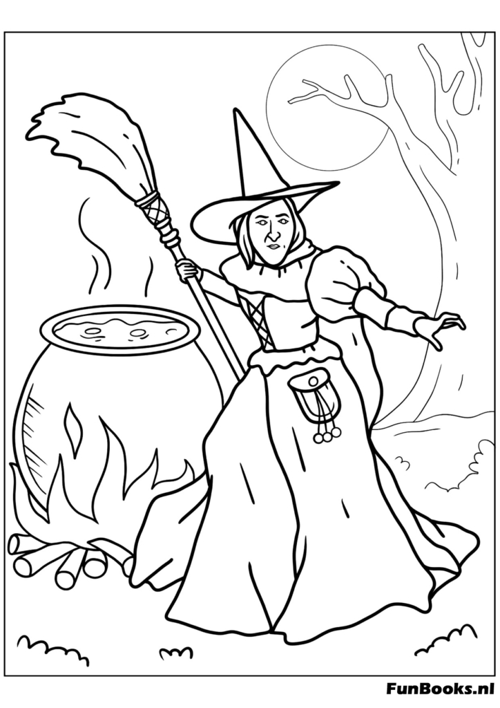 Hexenhut und Stiefel — leichtes Halloween-Ausmalbild, kostenlos