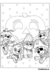 Kinder malen Halloween-Ausmalbilder — gemütliche Szene mit Kürbissen und Lichterkette, kostenlos