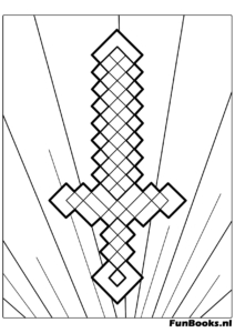 Gran icono de espada de diamante pixelada de Minecraft dibujo simple para colorear