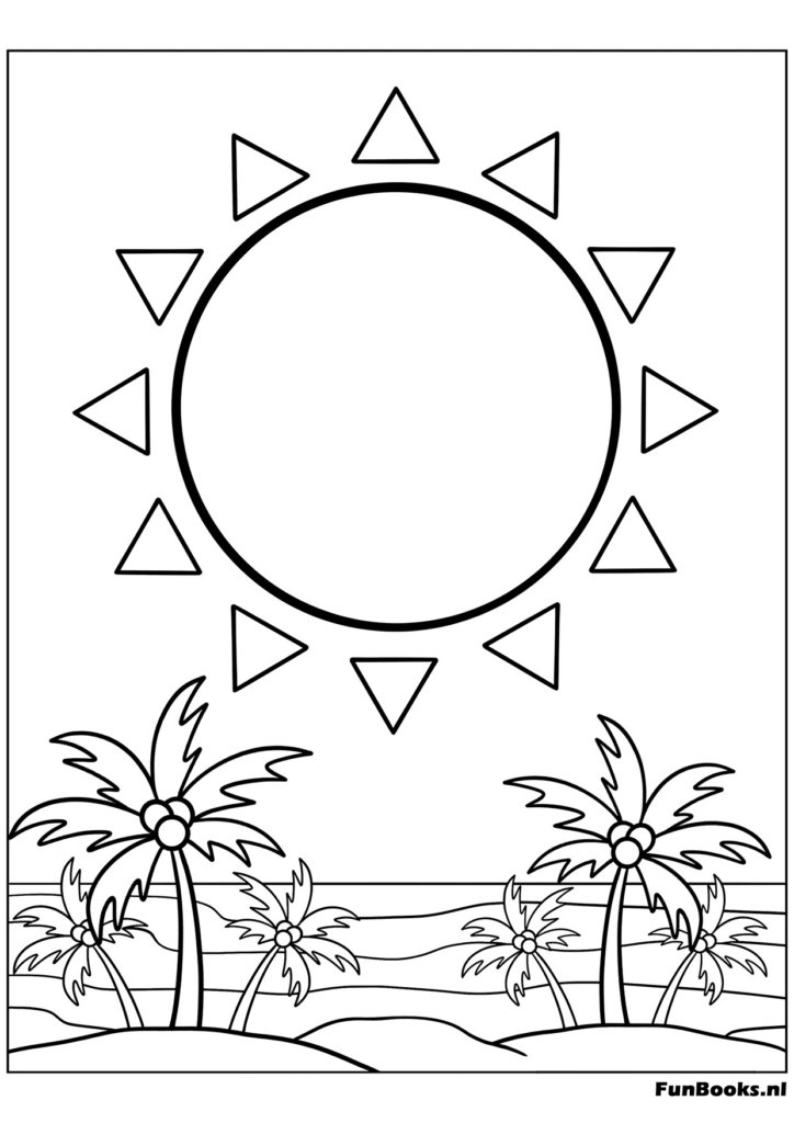 Forma de sol básica con rayos dibujo para colorear