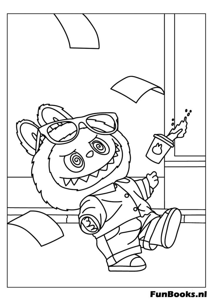 Labubu l'artiste peint sur une toile coloriage