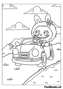 Labubu Conduit Voiture Coloriage