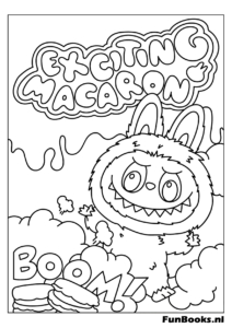 Labubu Mange Macarons Coloriage