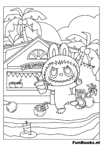 Labubu Shopping Boulangerie Coloriage